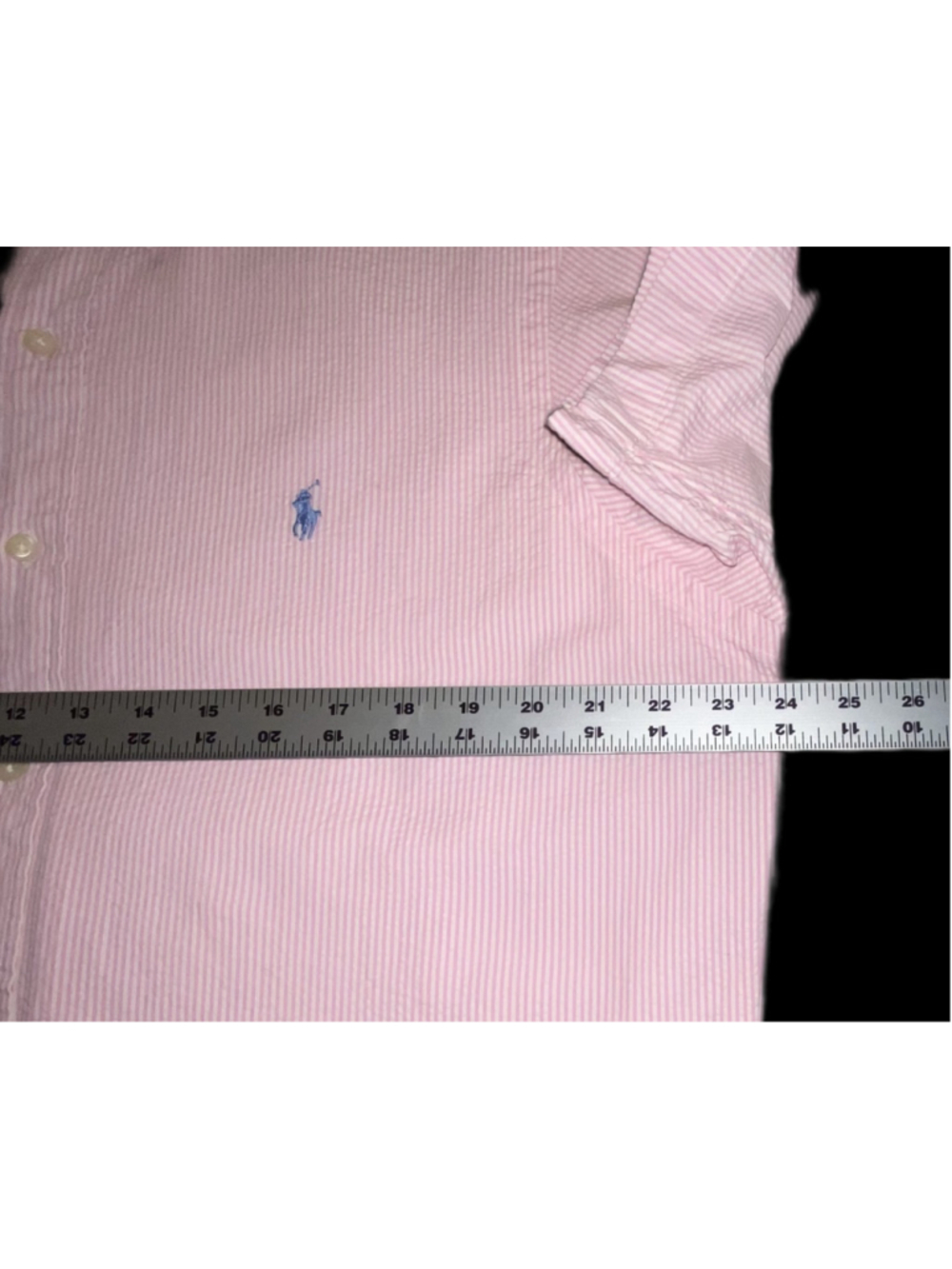 Ralph Lauren Men's Large Pink White Seersucker Short Sleeve Button Down Shirt - Picture 6 of 7